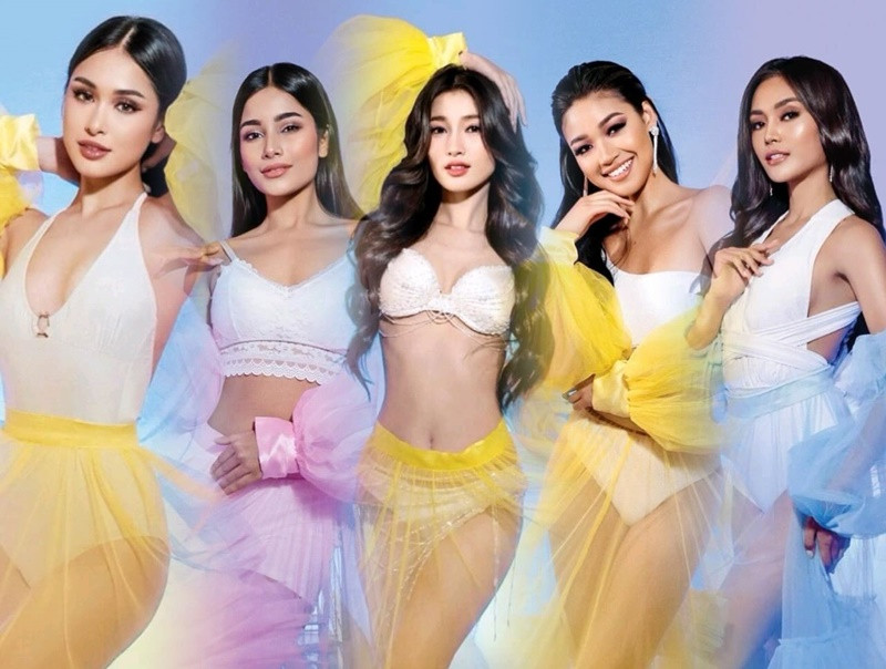 Những thí sinh đang dẫn đầu bình chọn khu vực châu Á và châu Đại dương gồm đại diện Việt Nam, Philippines, Bangladesh, Australia và Indonesia. Ảnh: Miss International.