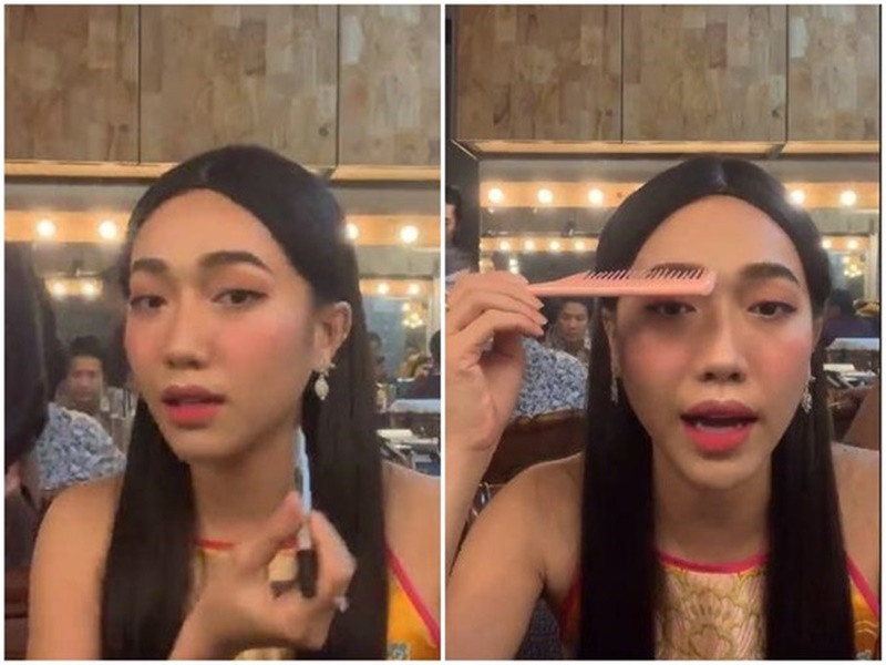 Diệu Nhi là thánh lầy của showbiz Việt. Cô từng khiến fan "hốt hoảng" khi hướng dẫn chải lông mày, đánh má hồng bằng lược chải tóc, dùng bút lông màu để đánh khối. Ảnh: Sức Khỏe Và Đời Sống.