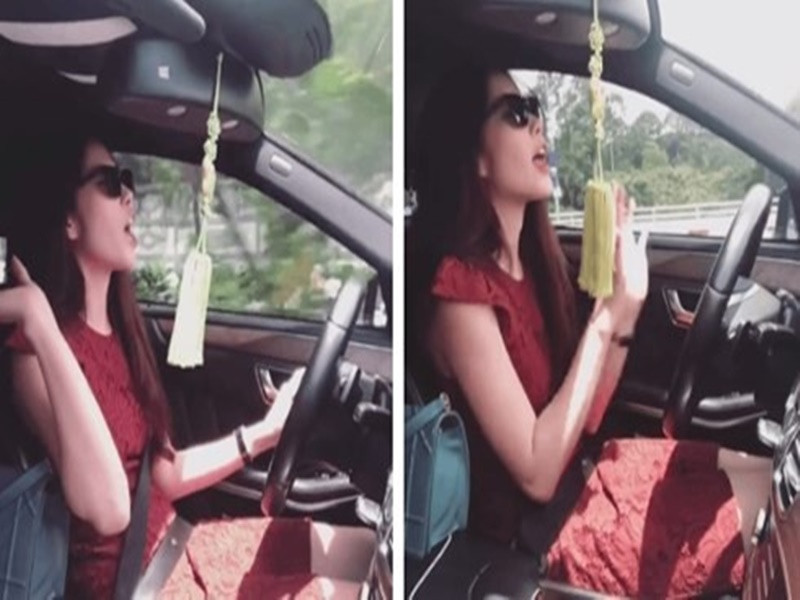 Trước người mẫu Ngọc Trinh, Nam Em bị chỉ trích vì buông tay khi lái ô tô. Ảnh: An Ninh Thủ Đô.