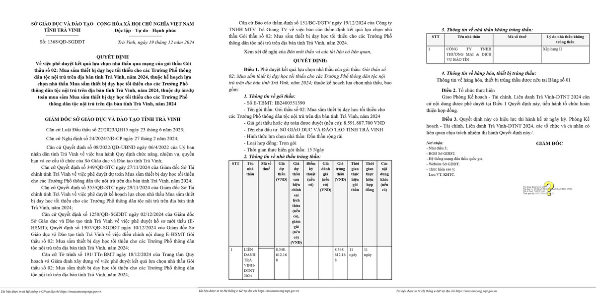 Tra Vinh: Dau tu hon 8 ty mua thiet bi day hoc cho cac Truong DT noi tru