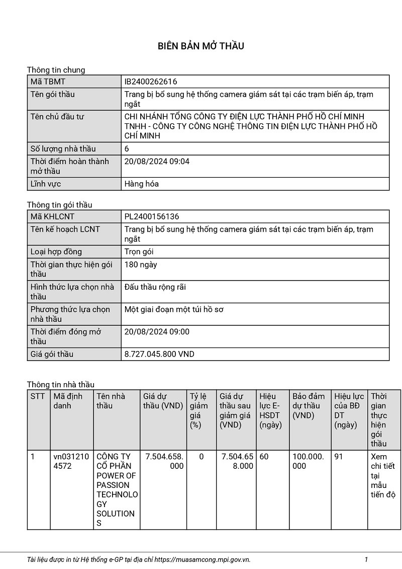 Goi thau gan 9 ty cua Dien luc TP HCM ve tay ai?