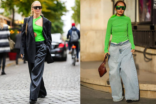 Một trong những cách phối đồ phổ biến nhất là kết hợp màu xanh lá cây và đen. Chẳng hạn, bạn gái có thể kết hợp áo sơ mi xanh lá cây tươi sáng với quần đen hoặc váy xanh với khoác ngoài màu đen.