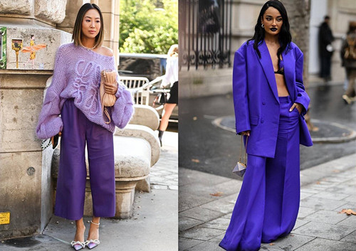 Nếu sở hữu làn da trắng mịn, bạn nên chọn màu tím đậm để làm nổi bật làn da. Trong khi đó, tím nhạt nên kết hợp với những chiếc áo dệt kim bóng mềm, áo sơ mi oversize sẽ mang tới diện mạo nhẹ nhàng, tươi mới trong tiết trời mùa xuân.