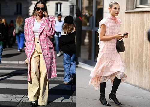 So với các gam màu khác, trang phục màu hồng dễ dàng tạo sự nổi bật cho người mặc. Để vừa nổi vừa thời thượng, bạn gái nên chọn áo mặc trong, áo khoác màu hồng.