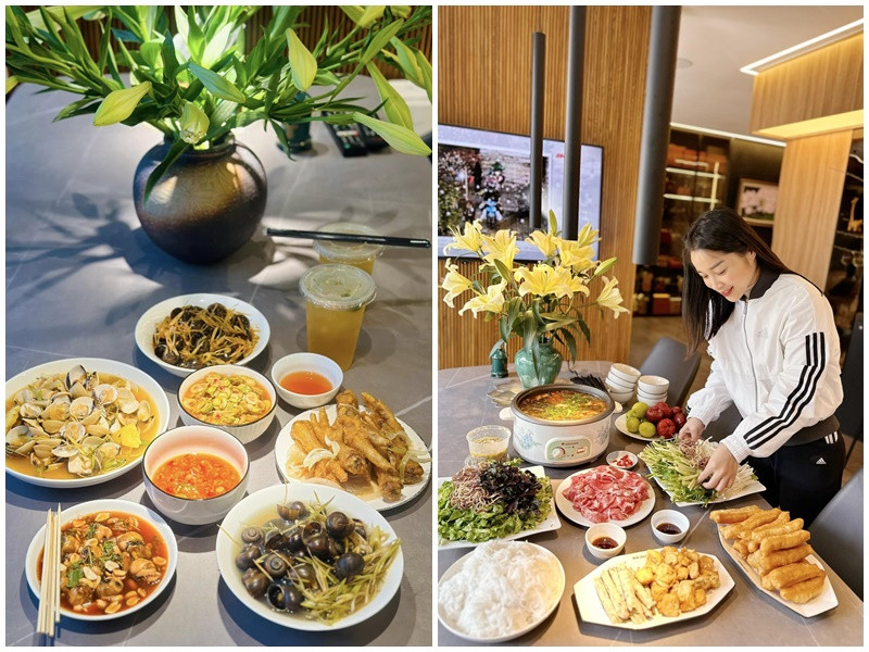 Minh Hương tự tay chuẩn bị bữa cơm cho gia đình. Nữ diễn viên cho rằng phụ nữ hiện đại không ngại vào bếp nấu ăn cho người thân.