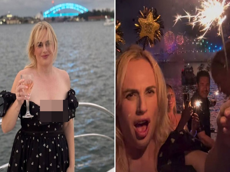 Diễn viên Rebel Wilson ngắm pháo hoa từ trên thuyền ở cầu Cảng Sydney (Úc) để chào đón năm 2025. Ảnh: Instagram Rebel Wilson.