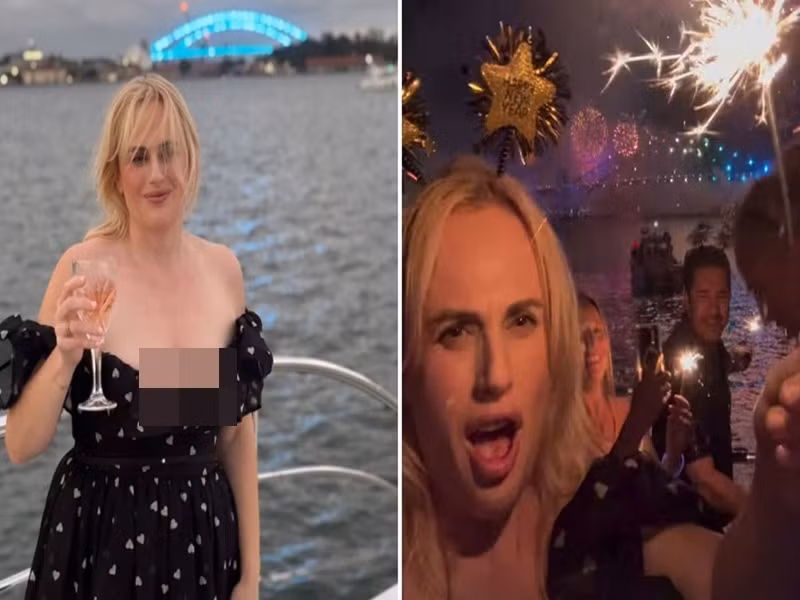 Diễn viên Rebel Wilson ngắm pháo hoa từ trên thuyền ở cầu Cảng Sydney (Úc) để chào đón năm 2025. Ảnh: Instagram Rebel Wilson.