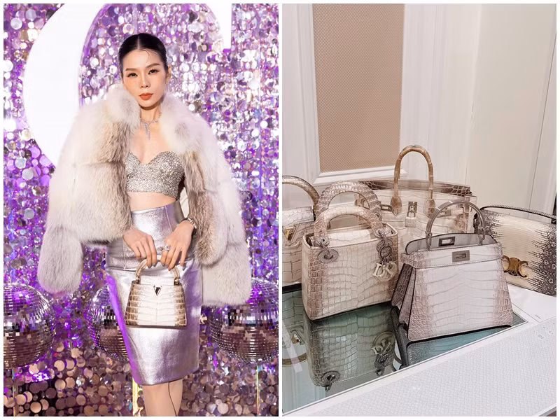 Mới đây, trên trang cá nhân, Lệ Quyên khoe 5 chiếc túi Hermes bạch tạng. "Một góc nhỏ nhỏ thế thôi, quá thơm tho vì được tạo nên từ những giọt mồ hôi. Ngoài công việc với khán giả và chăm sóc gia đình thì đây là thú vui tự thưởng duy nhất", nữ ca sĩ bày tỏ. Ảnh: FB Lệ Quyên.