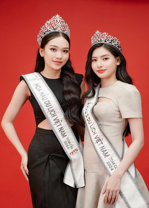 Hoa hậu Kỳ Duyên đọ sắc bên Á hậu Thu Uyên. Ảnh: FB Võ Cao Kỳ Duyên.