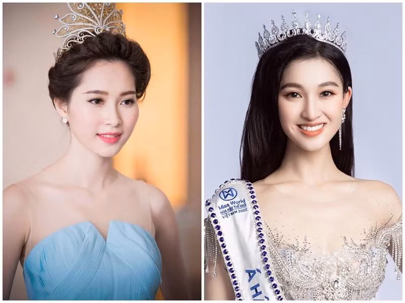  Á hậu Phương Nhi (phải) và Hoa hậu Đặng Thu Thảo đều được mệnh danh là "thần tiên tỷ tỷ" bởi nhan sắc dịu dàng gây mê. Ảnh: FB Phương Nhi, Thu Thảo.