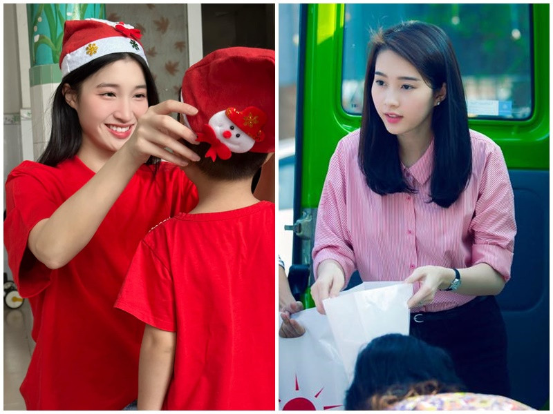 Mặc đơn giản khi đi làm từ thiện, Phương Nhi và Thu Thảo vẫn nổi bật. Ảnh: FB Phương Nhi, Thu Thảo.