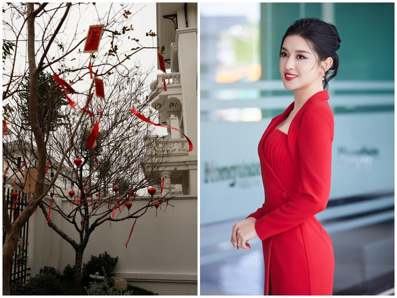 Á hậu Huyền My cũng vừa khoe biệt thự rực rỡ đón Tết. Ảnh: FB Huyền My.