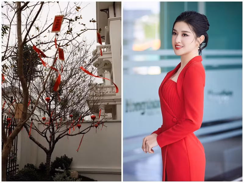 Á hậu Huyền My cũng vừa khoe biệt thự rực rỡ đón Tết. Ảnh: FB Huyền My.