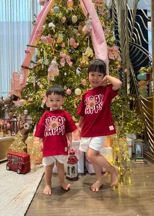 Năm nào Cường Đô la và Đàm Thu Trang cũng trang trí cây thông lộng lẫy, cao ít nhất 2 mét. Ảnh: FB Đàm Thu Trang.