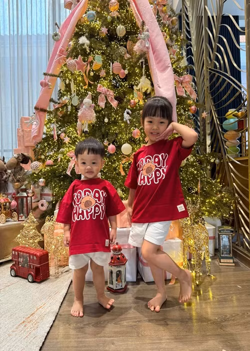 Năm nào Cường Đô la và Đàm Thu Trang cũng trang trí cây thông lộng lẫy, cao ít nhất 2 mét. Ảnh: FB Đàm Thu Trang.