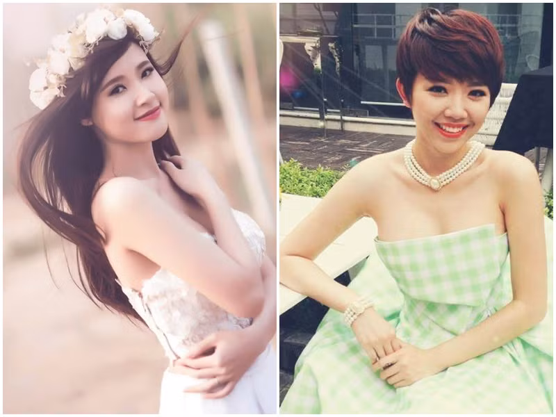 Ngày chưa kết hôn, Tóc Tiên và Midu (trái) trẻ trung, gợi cảm không kém cạnh nhau. Ảnh: FB Midu, Tóc Tiên.