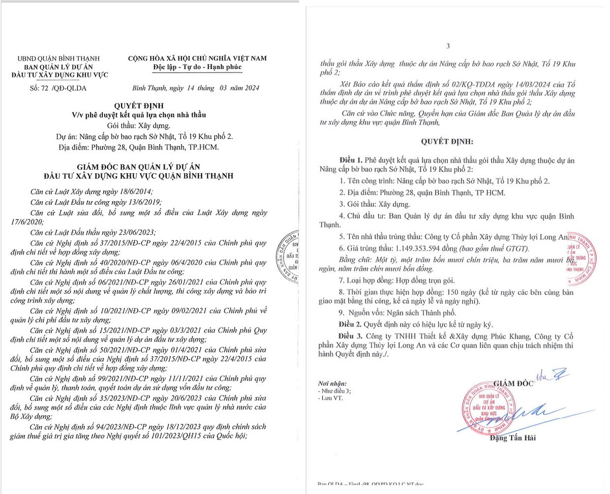 Thủy Lợi Long An - 1 ngày trúng 05 gói thầu tại quận Bình Thạnh - Hình 2 Thuy Loi Long An - 1 ngay trung 05 goi thau tai quan Binh Thanh-Hinh-2
