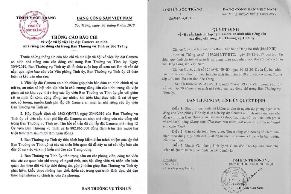 Soc Trang huy quyet dinh lap camera nha can bo: Van phai truy trach nhiem ca nhan lien quan
