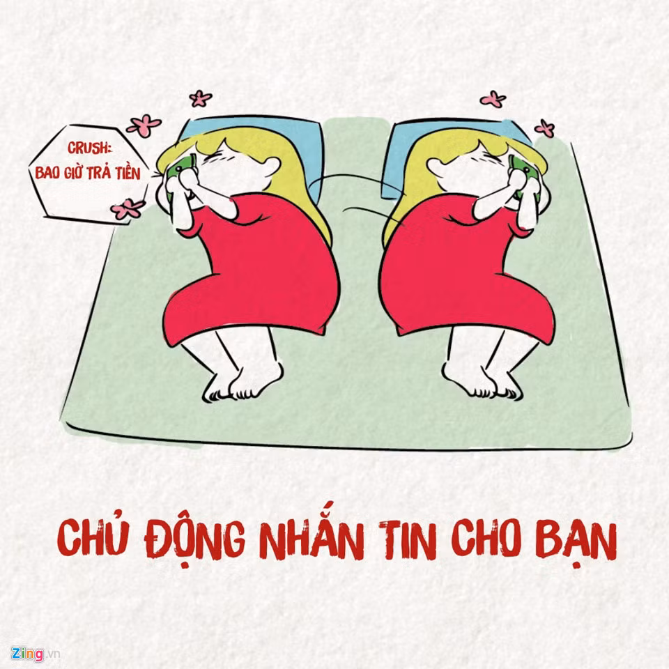 Khi chủ động nhắn tin tức là người ta muốn trò chuyện cùng bạn, đây chẳng khác nào một cái "đèn xanh" to đùng "crush" bật lên làm dấu hiệu tình yêu cho bạn. Theo lẽ thông thường, chẳng ai tốn thời gian đi bắt chuyện với người mình không thích đâu, đúng không?