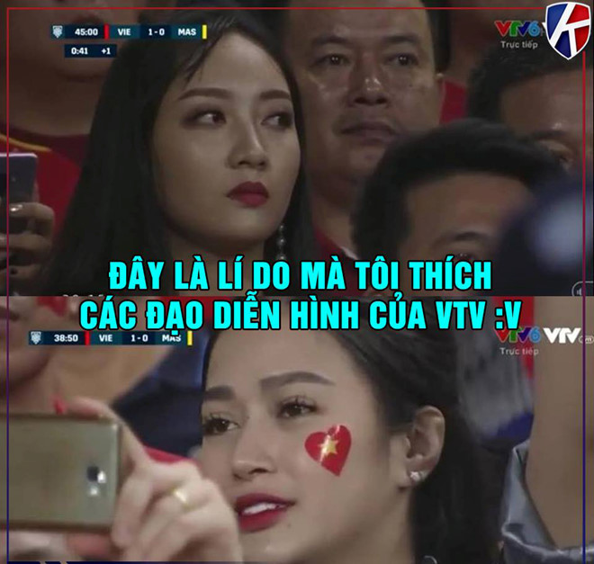 Bên cạnh màn thể hiện của các cầu thủ, sự góp mặt của cổ động viên nữ xinh đẹp lọt vào ống kính máy quay luôn thu hút sự chú ý của người hâm mộ. Ảnh: Kênh thể thao.