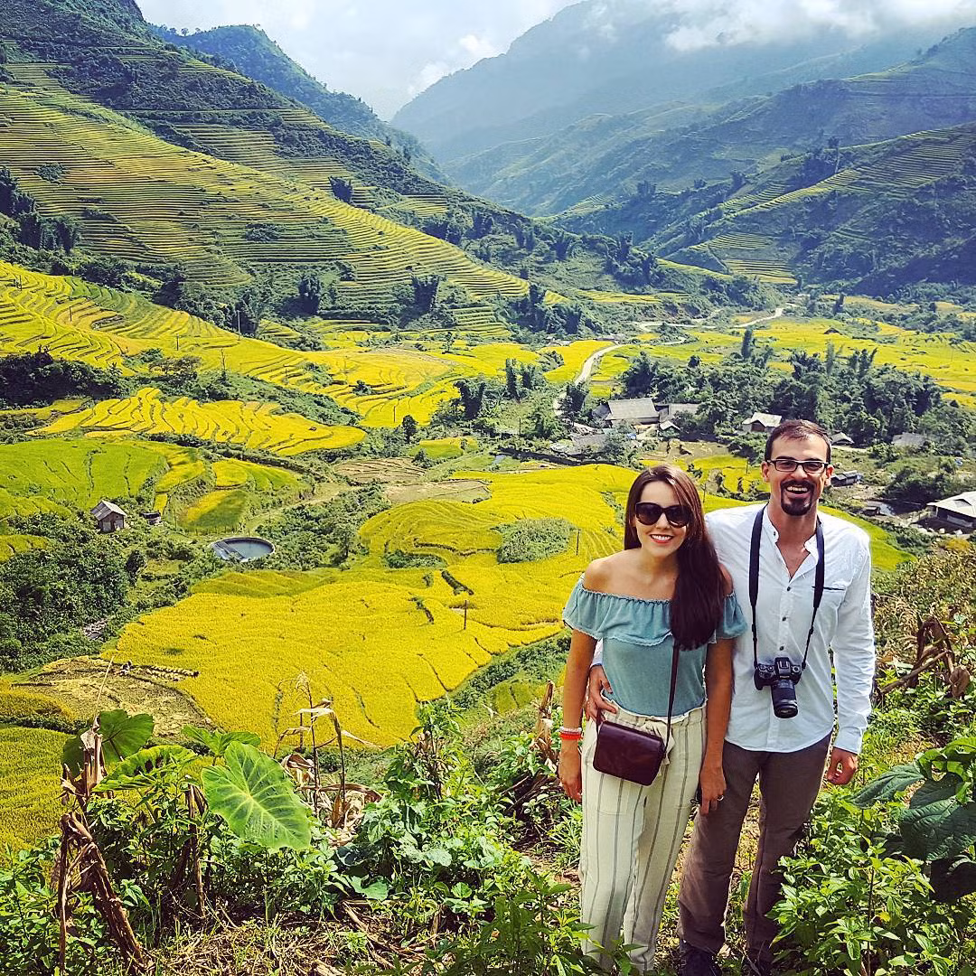 Đến Sapa mùa này, bạn không chỉ có cơ hội tận hưởng cái lạnh xuýt xoa mà còn có thể chứng kiến khung cảnh đẹp như tranh của những thửa ruộng bậc thang vàng rực ven đường.