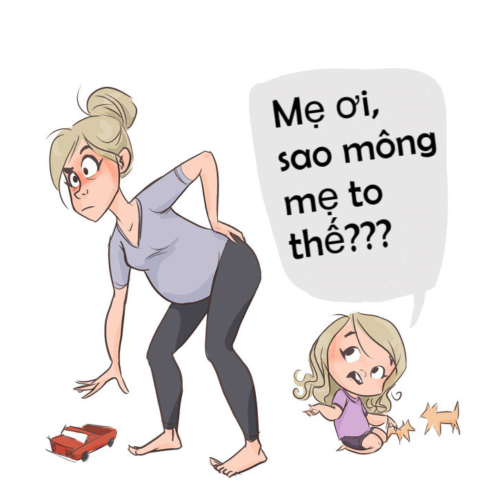 Có lúc, chỉ là lời nói bâng quơ của con gái nhỏ cũng khiến mẹ chột dạ, chỉ muốn giải thích là: "Thực ra mông mẹ to lên là vì mẹ đang mang bầu chứ không phải mẹ béo đâu".