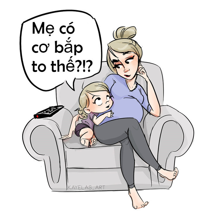 Khoảnh khắc đáng yêu khi mẹ mang bầu thêm một bé nữa nhưng cô chị vẫn chỉ nghĩ là mẹ đang "to" dần lên thôi.