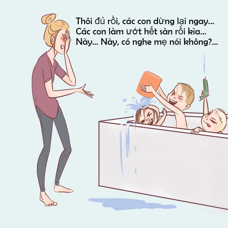 Một người mẹ phải học cách bình tĩnh và kiềm chế trước những trò quậy phá nữa.