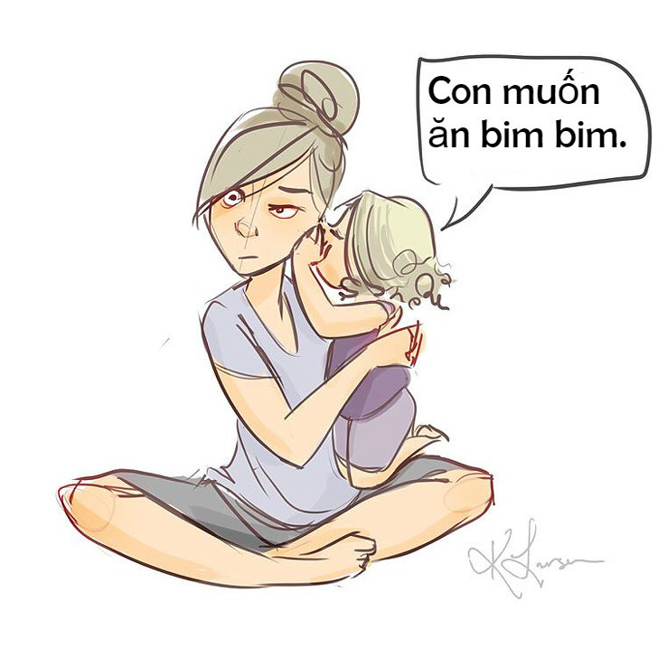 Thủ thỉ với con nhỏ những lời ngọt ngào là việc mỗi bà mẹ vẫn thường làm, nhưng một đứa trẻ nhỏ xíu thì chưa thể nghĩ ra lời đáp sao cho hợp ý mẹ đâu. Các bé vẫn ngây thơ, hồn nhiên lắm.