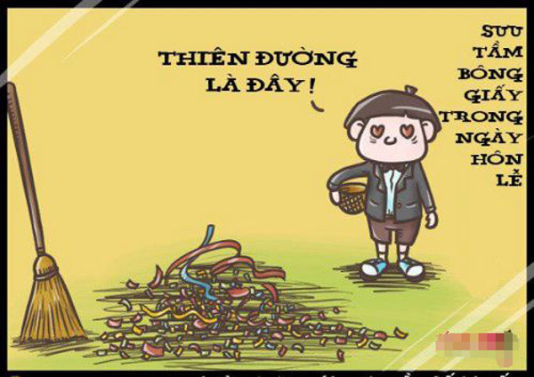 Nhà nào cưới xong, là lũ trẻ thời đấy lại rủ nhau mỗi đứa cái giỏ nhạt những mảnh giấy pháo đủ màu sắc, hý hửng mang thành quả về nhà và ngay lập tức bị mẹ la.