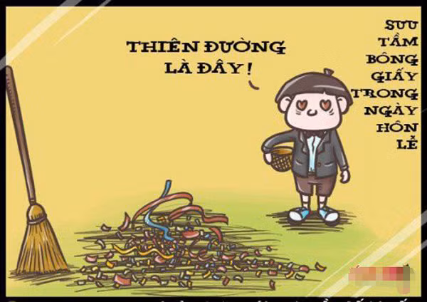 Nhà nào cưới xong, là lũ trẻ thời đấy lại rủ nhau mỗi đứa cái giỏ nhạt những mảnh giấy pháo đủ màu sắc, hý hửng mang thành quả về nhà và ngay lập tức bị mẹ la.