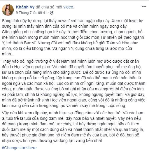 Khánh Vy chia sẻ câu chuyện của mình.