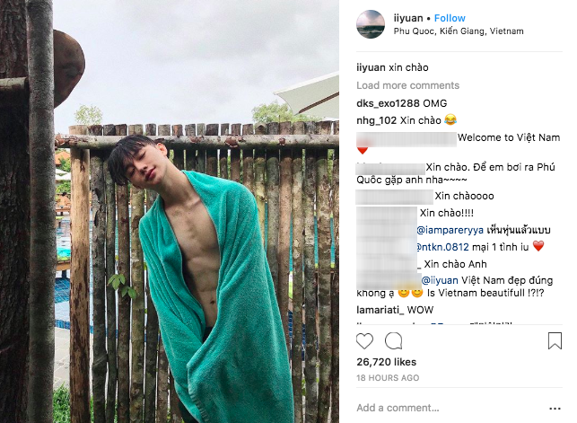Anh còn cẩn thận đính kèm hashtag #vietnam #phuquoc phía dưới phần bình luận. Sự nhiệt tình, đáng yêu của anh chàng nhận được nhiều cảm tình từ phía fan Việt.