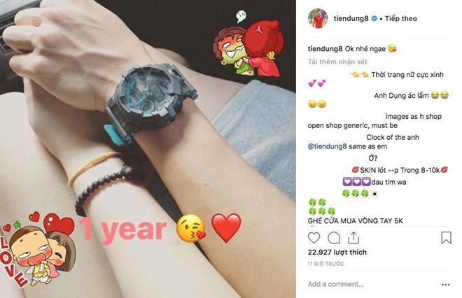 Bui Tien Dung khoe anh ky niem mot nam voi ban gai