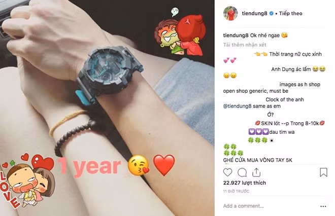 Bui Tien Dung khoe anh ky niem mot nam voi ban gai