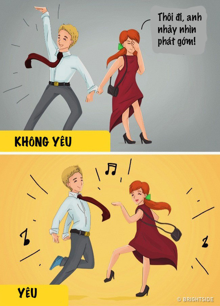 Tình yêu là cùng nhau làm mọi việc, người ấy sẽ không làm bạn phải mất mặt, kể cả khi bạn hành động kỳ quặc tới đâu