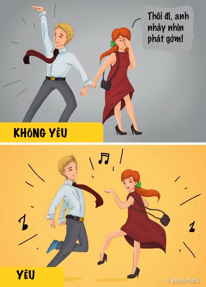 Tình yêu là cùng nhau làm mọi việc, người ấy sẽ không làm bạn phải mất mặt, kể cả khi bạn hành động kỳ quặc tới đâu