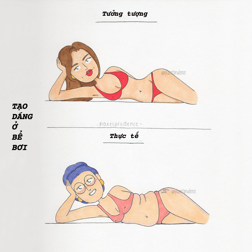 Đôi lúc cũng muốn bắt chước mấy cô nàng trên phim tạo dáng ngoài bể bơi, nhưng nghĩ đến cảnh "mỡ bụng thi nhau tràn ra" lại sởn da gà. Tôi đã làm gì với cân nặng của mình thế này?