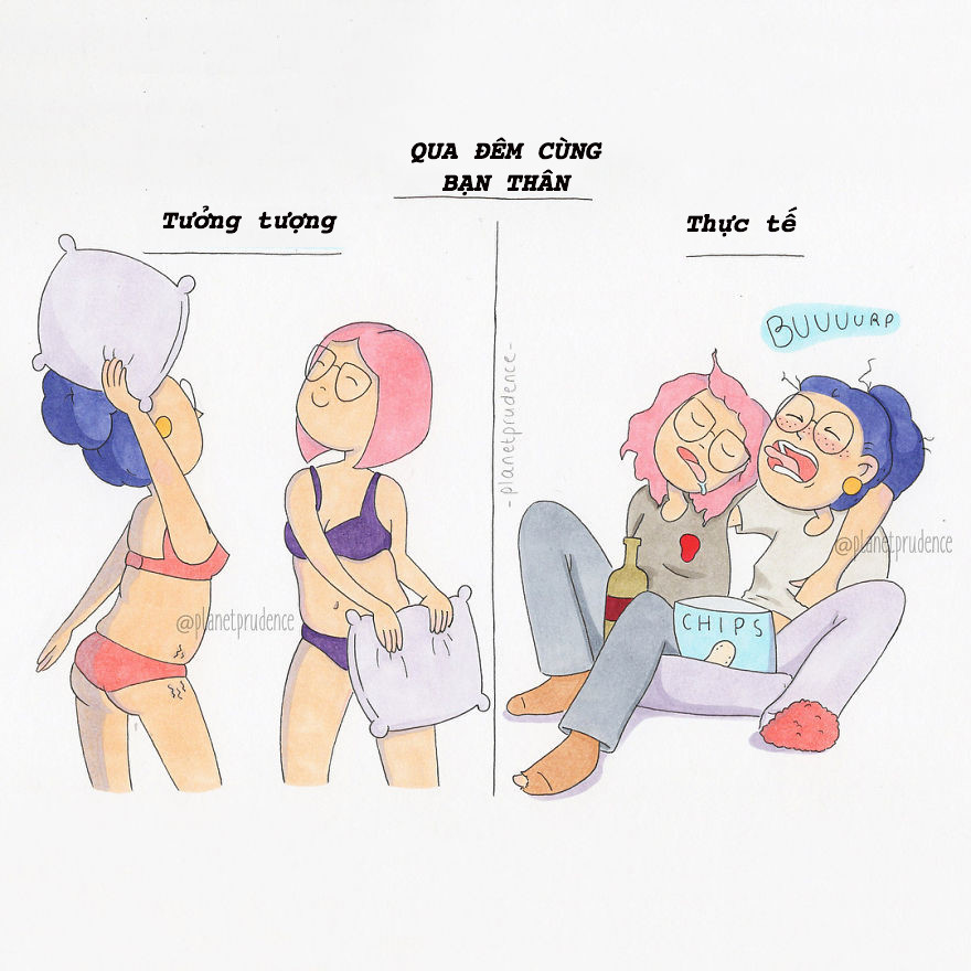 Hai đứa bạn thân ngủ chung thì sẽ ra sao? Nằm bên nhau tỉ tê tâm sự, à trước đó phải diện những bộ đồ ngủ sexy nữa. Nhưng sự thật là có thể bạn đi ngủ mà chẳng thèm đánh răng, rửa mặt. Sáng dậy không nhớ tối qua mình đã làm gì. Cuộc sống muốn hoàn hảo đúng là không hề dễ dàng mà.