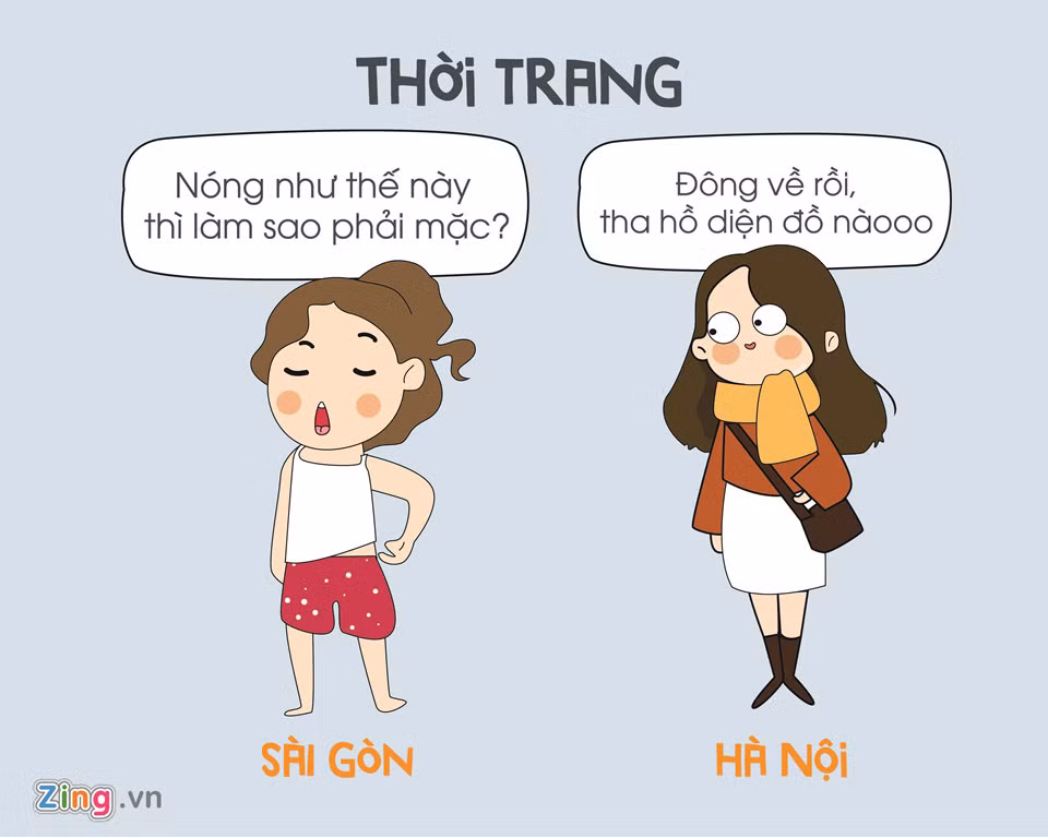 Mấy khi trời trở lạnh, diện trang phục đi học, đi làm hay dạo phố cũng phải đau đầu. Trời nắng mà diện đồ thu đông cũng giống như dân Hà Nội thời tiết này mà đi chân trần vậy. "Mấy bộ quần áo lạnh mua định đợi đông về để diện chắc không có cơ hội rồi. Nhìn hội fashionista đất Bắc mà mình muốn phát hờn", Diễm My (23 tuổi, TP.HCM) tâm sự.