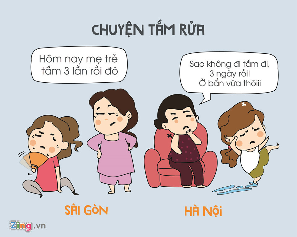 Nếu ai bảo đi tắm là sướng thì cứ thử ra Hà Nội sống đi, một ngày thôi biết sợ rồi. Người ta hay nói "Kẻ ăn không hết, người lần không ra" quả rất đúng. Sài Gòn tắm bao nhiêu cũng không đủ, muốn ngâm mình trong nước cả ngày. Còn Hà Nội mùa này ư? Lạnh chết mất!