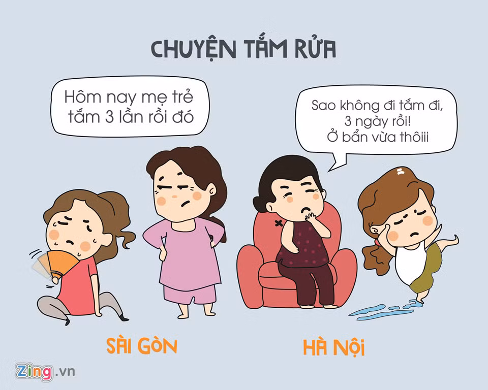 Nếu ai bảo đi tắm là sướng thì cứ thử ra Hà Nội sống đi, một ngày thôi biết sợ rồi. Người ta hay nói "Kẻ ăn không hết, người lần không ra" quả rất đúng. Sài Gòn tắm bao nhiêu cũng không đủ, muốn ngâm mình trong nước cả ngày. Còn Hà Nội mùa này ư? Lạnh chết mất!
