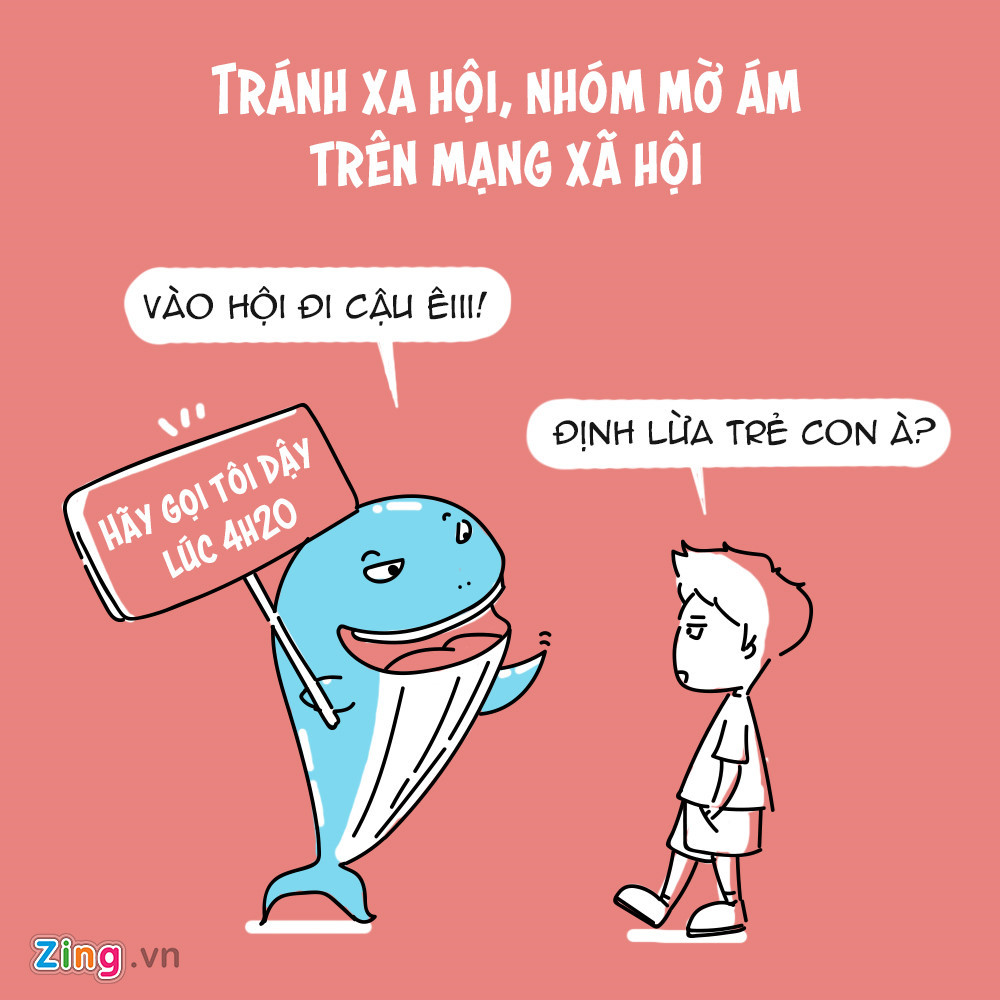 Khi tham gia, người chơi thường được thêm vào một nhóm chat bao gồm người chủ trì và những người có đặc điểm tương đồng với mình. Từ đó, kẻ cầm đầu dễ dàng thao túng, xúi giục người chơi thực hiện nhiệm vụ mình đưa ra.