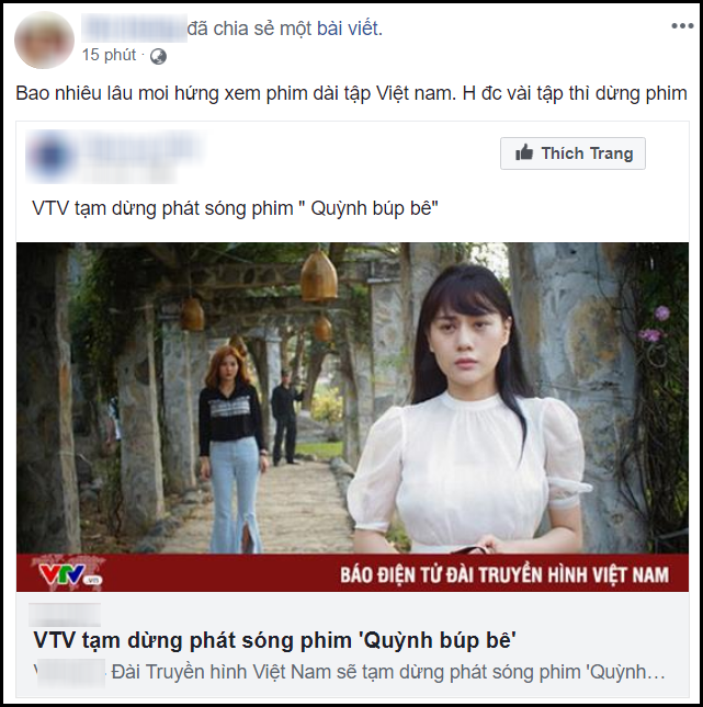 Tại thời điểm này, "Quỳnh Búp Bê" có lẽ là một trong những bộ phim Việt được quan tâm nhất. Chính vì thế, khi thông tin bộ phim "Quỳnh búp bê" bị dừng phát sóng, nhiều người tỏ ra vô cùng tiếc nuối.