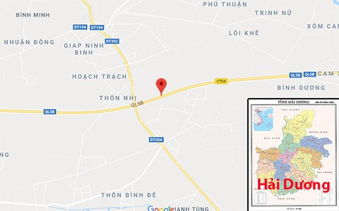 Vị trí đoàn xe dừng chụp ảnh thuộc xã Nhân Quyền, huyện Bình Giang, tỉnh Hải Dương. Ảnh: Google maps.