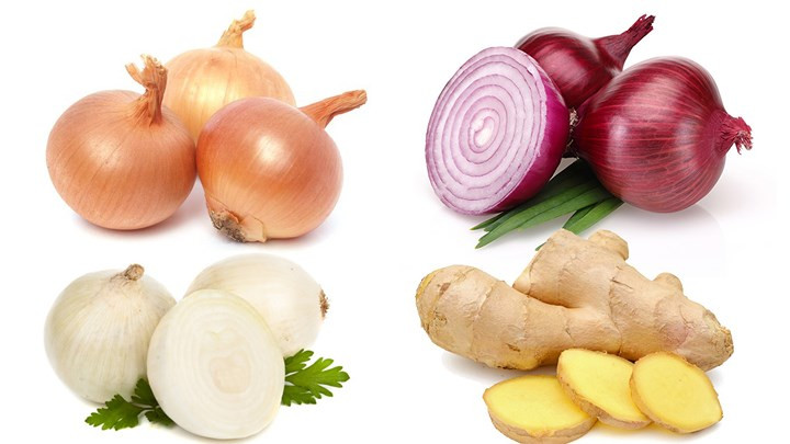 Gừng và hành tây: Đầu tiên cắt gừng tươi và hành tây cỡ thành những những miếng nhỏ và cho vào máy xay sinh tố. Xay nhuyễn cả hai thành phần để có được hỗn hợp dùng cho da đầu và tóc của bạn. Sau đó để nó trong 30-40 phút rồi rửa sạch bằng nước ấm. Bạn cũng có thể dùng tỏi thay vì hành tây nếu muốn.