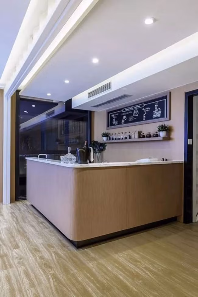 Quầy bar mini với thiết kế đơn giản, trang nhã.