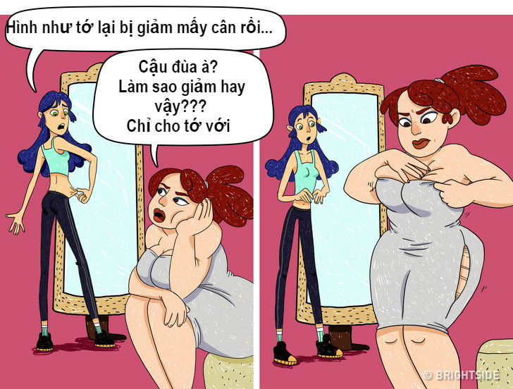Bộ tranh: Sẽ ra sao khi nàng béo và gầy chơi thân với nhau? - Hình 2 Bo tranh: Se ra sao khi nang beo va gay choi than voi nhau?-Hinh-2