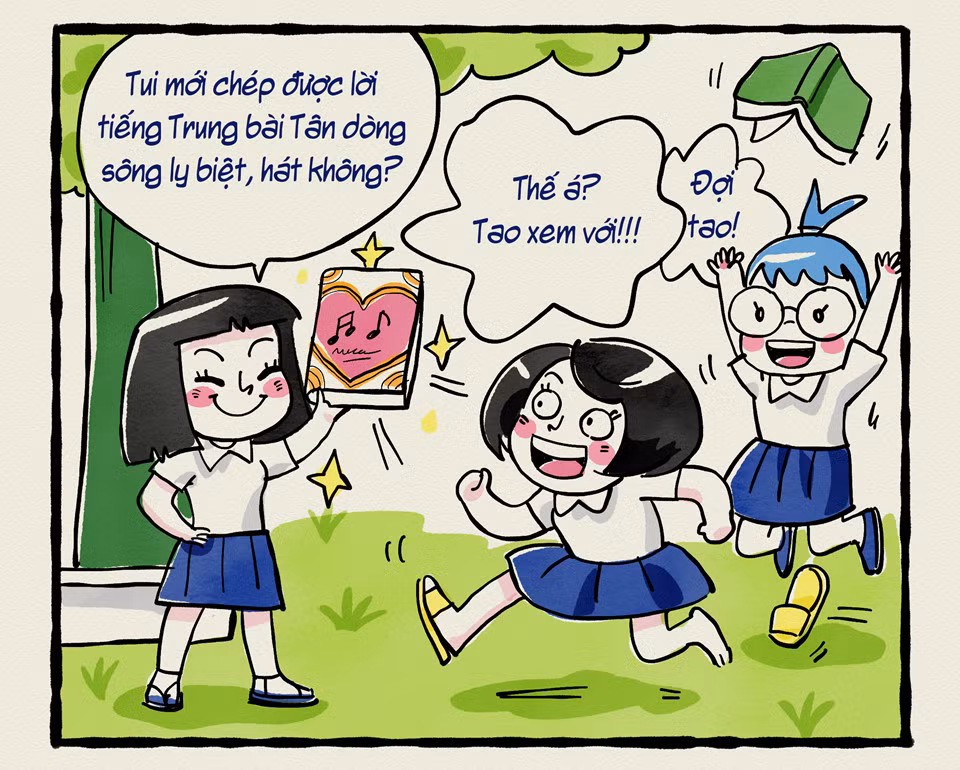 Sổ chép nhạc: Thế hệ 9X yêu đời giở sổ ra ngân nga, chán đời cũng lôi ra trầm ngâm, mỗi cuốn sổ là cả một công trình: nghe đi nghe lại cả chục lần mới chép xong lời, nắn nót hơn thi viết chữ đẹp, rồi đầu tư vẽ vời hơn một tác phẩm nghệ thuật. Sổ chép nhạc cũng được mang ra “giao lưu” sôi nổi mỗi giờ ra chơi, như một hình thức kết nối tuyệt vời đám con gái với nhau. Bọn con trai dám động vào sổ chép nhạc, làm nhàu, rách hay rây mực thì cứ “liệu hồn”.