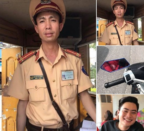 Chiến sĩ CSGT nhận được lời cảm ơn từ người vi phạm. Ảnh chụp màn hình